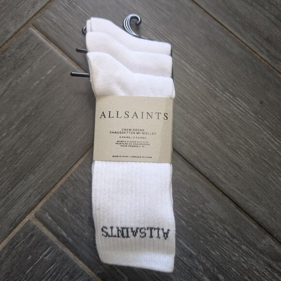 ALLSAINTS | 3-pack Logo Crew Socks (White) - Picture 1 of 5